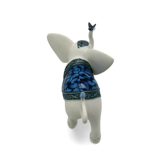 Hamilton Collection BLUE MAJESTY Elephant Figurine Butterfly and Floral Details - Picture 7 of 11